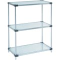 Nexel Galvanized Steel, 3 Tier, Solid Shelving Starter Unit, 48Wx18Dx34H 18483SZ3